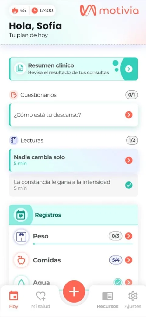 Plan de hoy con resumen clínico