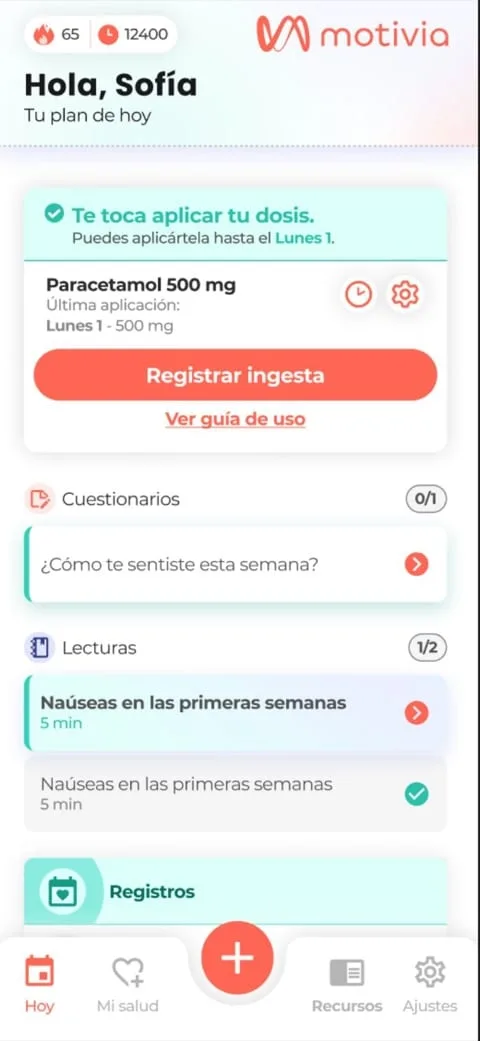 Registro de dosis semanal